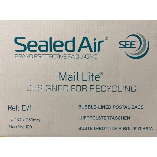 10 x Sealed Air Padded Envelope D/1 180mm x 260mm 